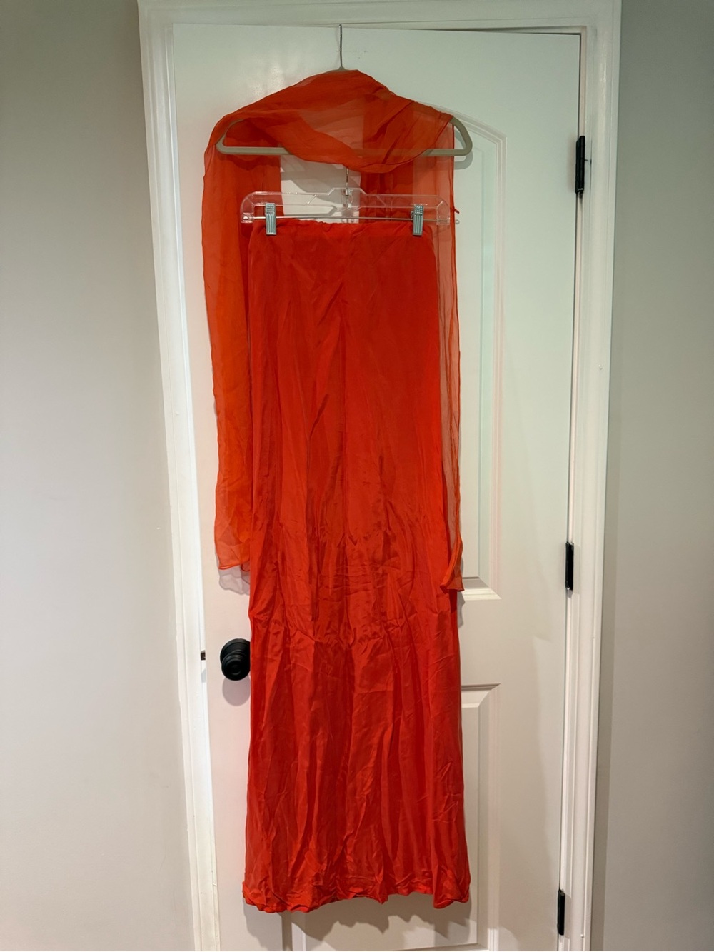 Cris Serra Hot Red/Orange Tube Top Dress with Matching Neck Scarf
